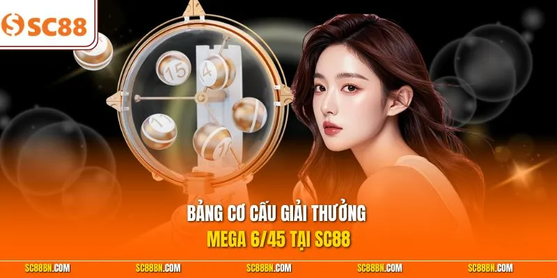 Bảng cơ cấu giải thưởng Mega 6/45 tại SC88